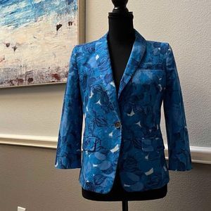 Ann Taylor Blue/White Floral print Cotton Blazer Sz.4